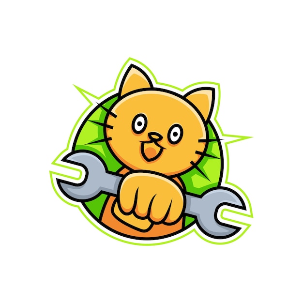 Conjunto de logotipo de mascote de jogo de gato fofo com abordagem  opcional.