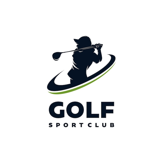 Vetor logotipo do golfe swing e hit the ball