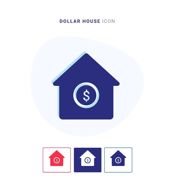 Logotipo do ícone da casa do dólar e modelo vetorial