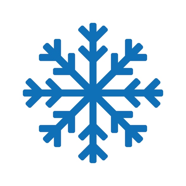 Logotipo do ícone do floco de neve azul. símbolo de vetor de neve de natal