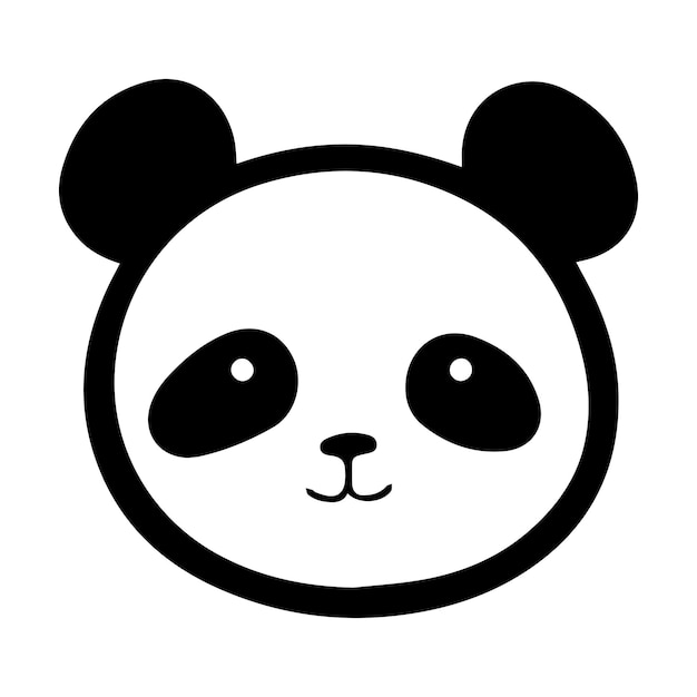 Logotipo do ícone do vetor de desenho de rosto de panda bonito isolado em  branco