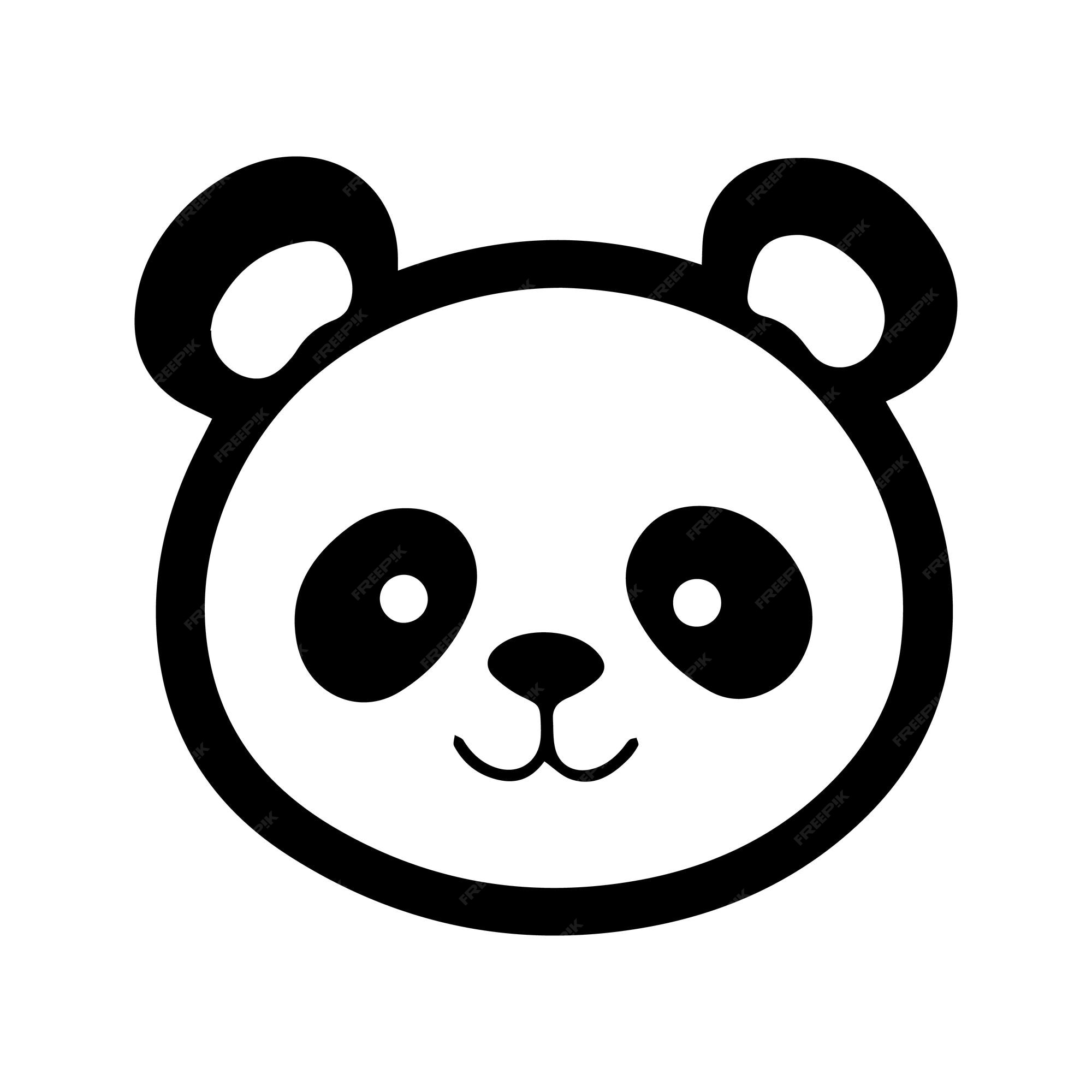 Logotipo do ícone do vetor de desenho de rosto de panda bonito isolado em  branco