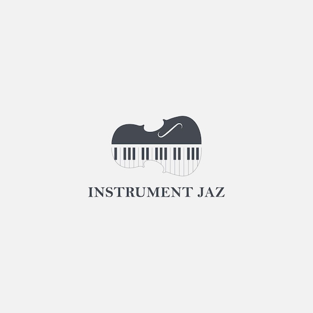 Vetor logotipo do instrumento jazz simples, piano e violino