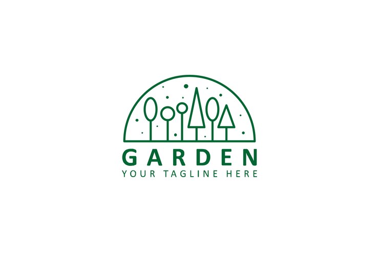 Vetor logotipo do jardim ambiente monoline