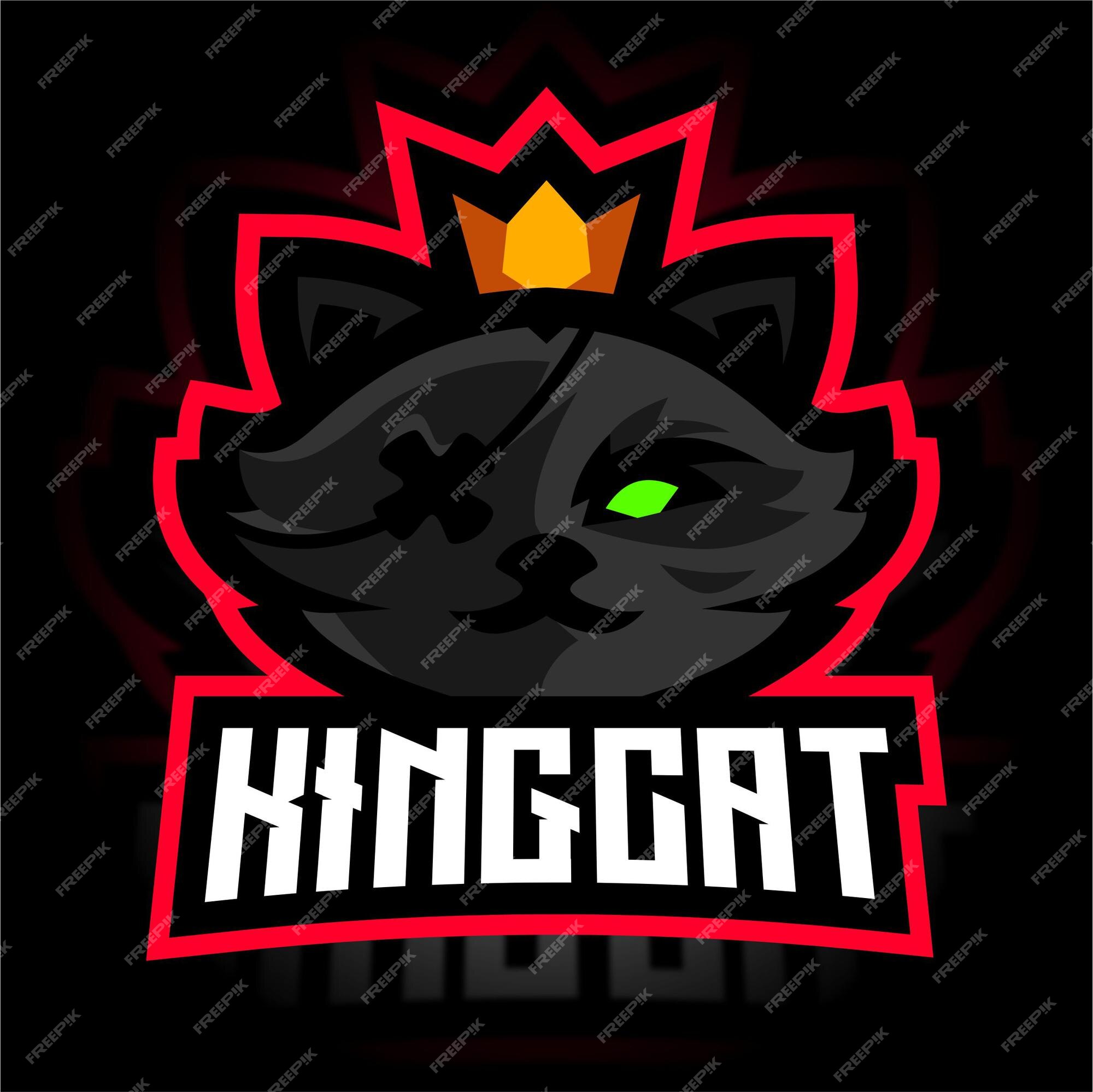 Logotipo do jogo do mascote do gato preto rei