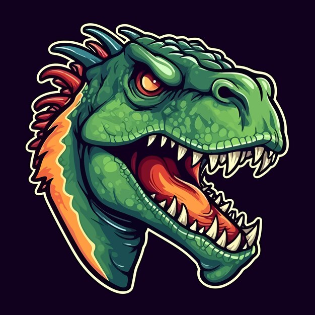 Antigos guerreiros reptilianos dinâmicos dinossauro alossauro logotipo de  jogos em estilo ilustrativo