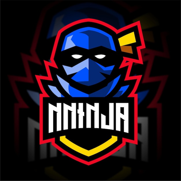 Logotipo do jogo ninja com mascote de escudo