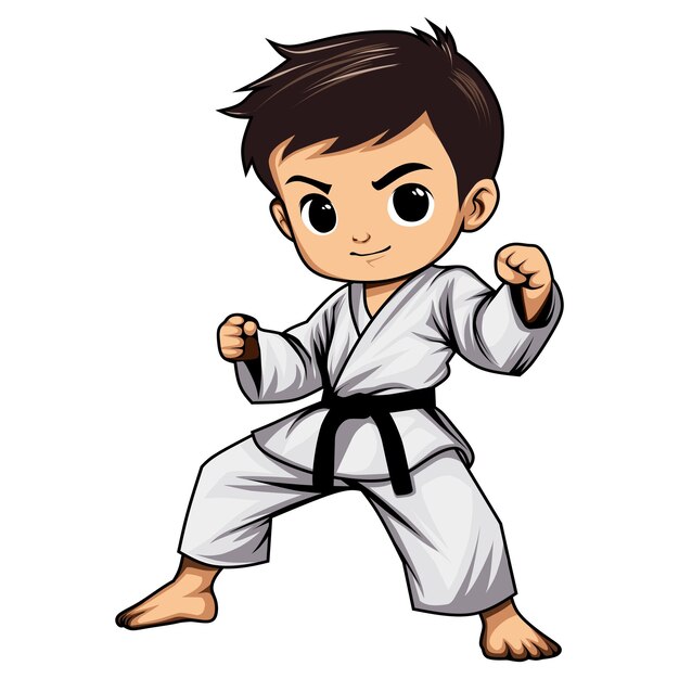 Vetor logotipo do karate little boy de artes marciais