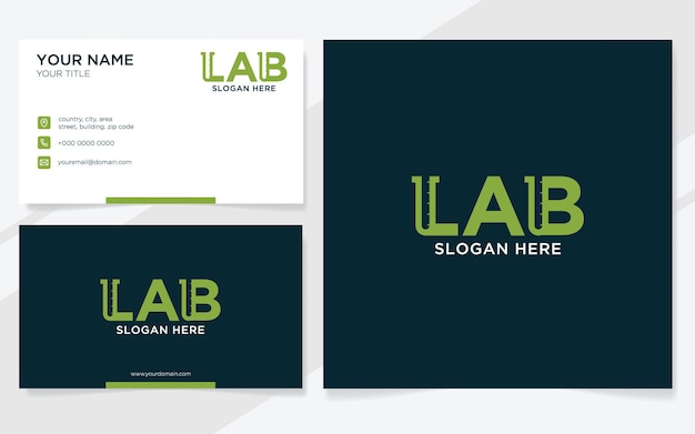 Logotipo do laboratório adequado para cientista de laboratório ou pesquisa com modelo de cartão de visita
