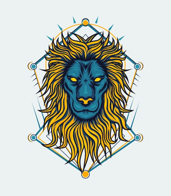 Vetor logotipo do leão azul rei da selva