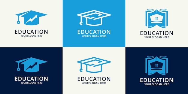 Logotipo do livro de chapéus de formatura para logotipo de inspiração da universidade de educação