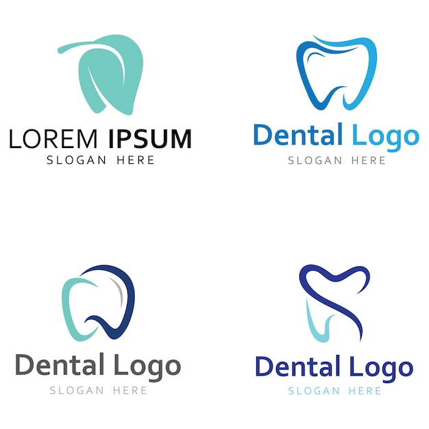 Vetor logotipo do logotipo odontológico para saúde bucal e logotipo para atendimento odontológico usando um conceito de design de vetor de ilustração de modelo