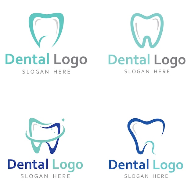 Logotipo do logotipo odontológico para saúde bucal e logotipo para atendimento odontológico Usando um conceito de design de vetor de ilustração de modelo