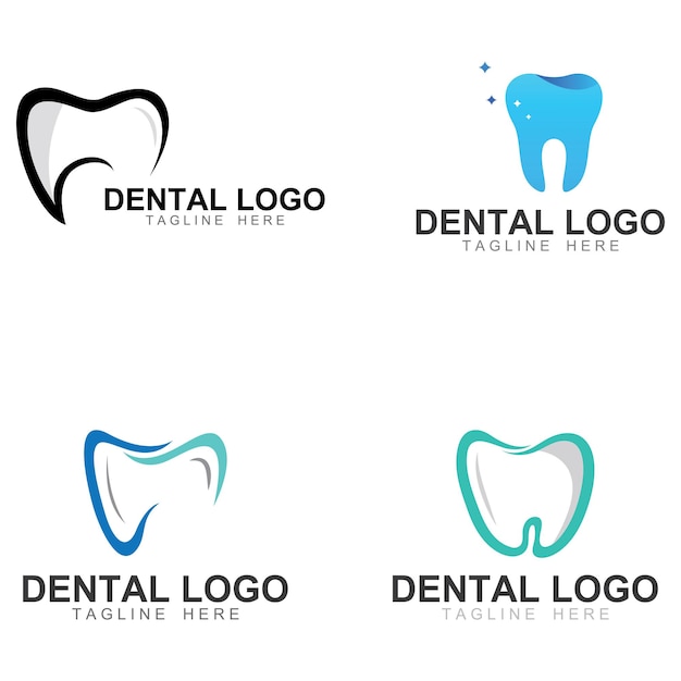 Logotipo do logotipo odontológico para saúde bucal e logotipo para atendimento odontológico usando um conceito de design de vetor de ilustração de modelo