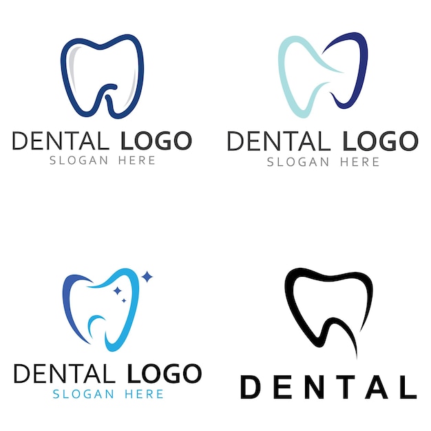 Logotipo do logotipo odontológico para saúde bucal e logotipo para atendimento odontológico Usando um conceito de design de vetor de ilustração de modelo