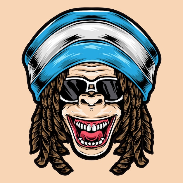 Logotipo do macaco dreadlock funky