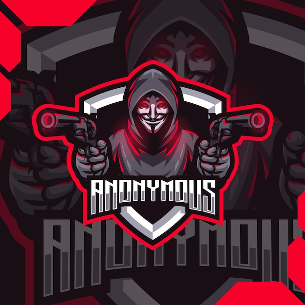 Logotipo do mascote anônimo esport design premium vector