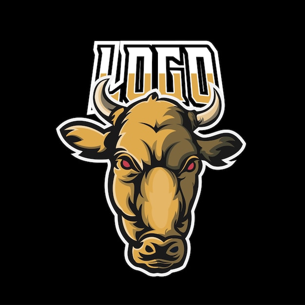 Logotipo do mascote cow sport e esport gaming