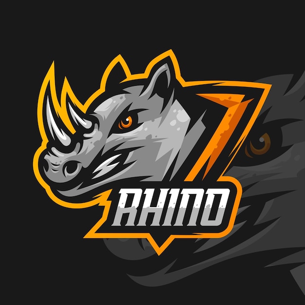 Logotipo do mascote de jogos rhino esports