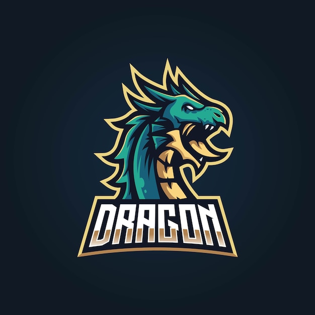 Logotipo do mascote do dragão para equipe de e-sport.