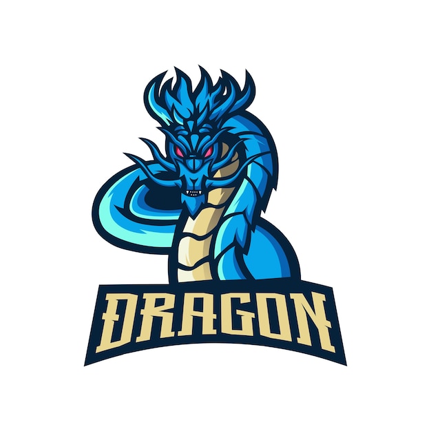 modelo de vetor de design de logotipo de jogo de mascote dragão azul  2827782 Vetor no Vecteezy