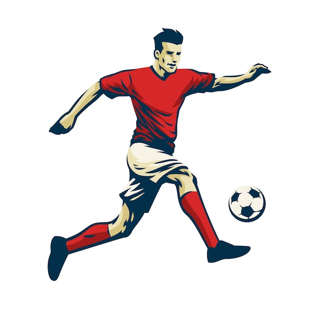 Vetor logotipo do mascote do jogador de futebol correndo