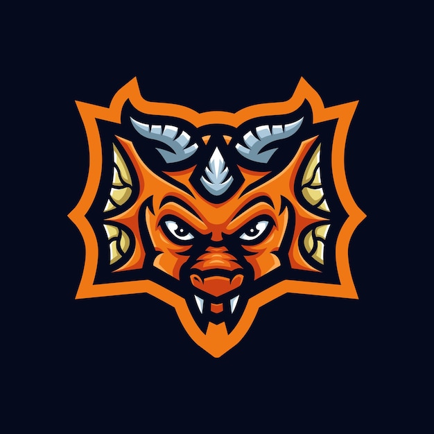 Modelo de logotipo para jogos de mascote dragão amarelo bebê para esports  streamer facebook