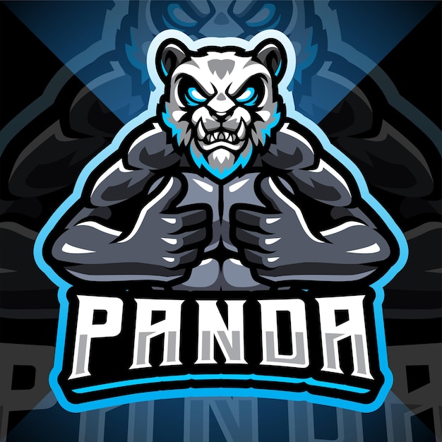 Logotipo do mascote do panda fighter esport
