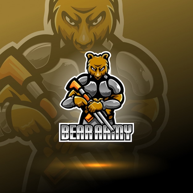 Logotipo do mascote do urso esport do exército