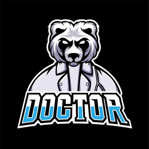 Vetor logotipo do mascote doctor sport e esport gaming