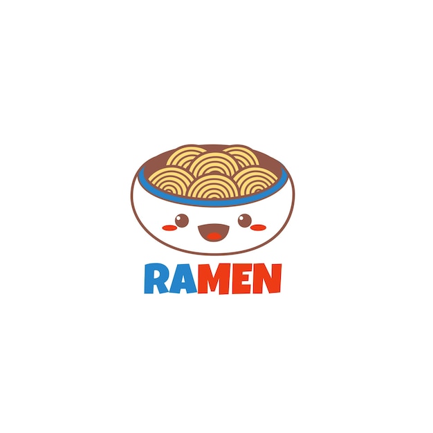 Logotipo do mascote dos desenhos animados da tigela de macarrão ramen