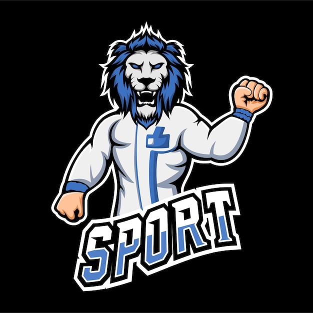 Logotipo do mascote dos jogos esportivos e esportivos do leão