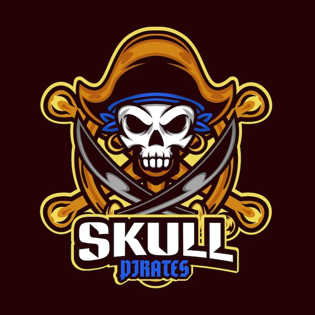 Vetor logotipo do mascote dos piratas com ilustração vetorial no estilo do logotipo esport