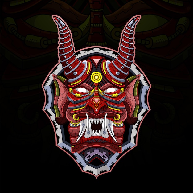 Logotipo do mascote esport da cabeça do robô devil