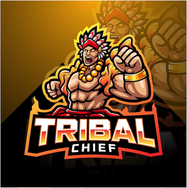 Vetor logotipo do mascote esportivo chefe tribal