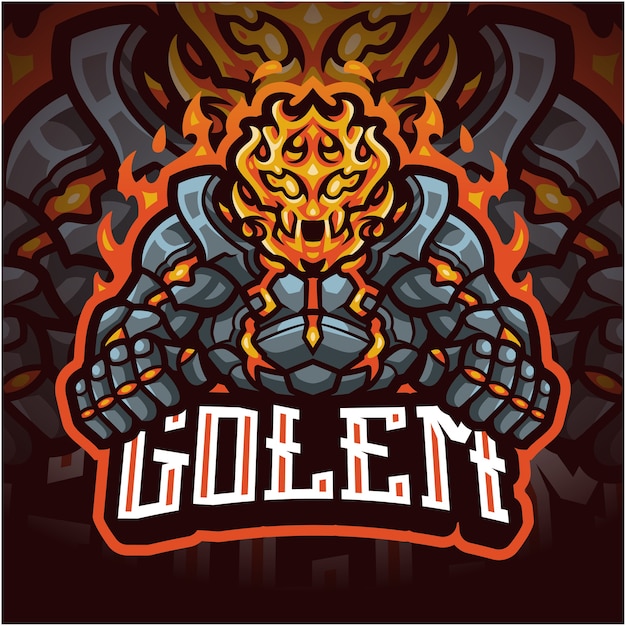 Logotipo do mascote golems esport