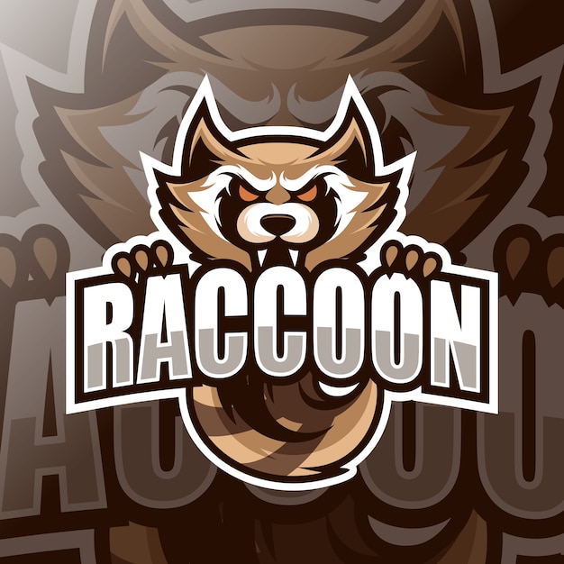 Vetor logotipo do mascote guaxinim esport