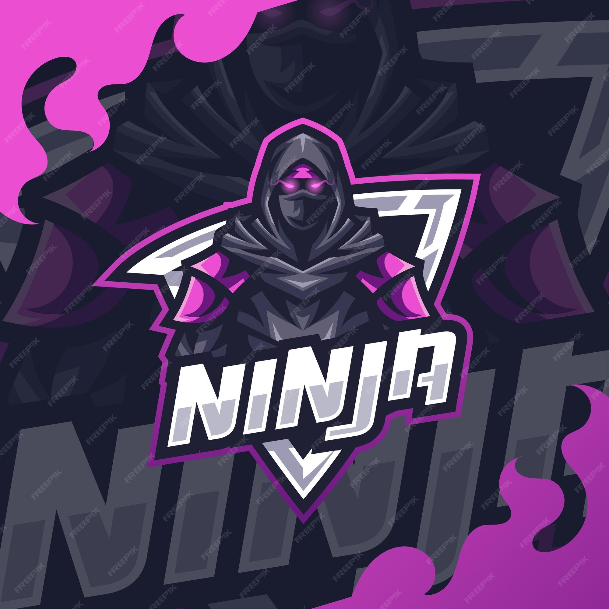 O ataque do gato ninja com o logotipo de design da mascote shuriken esport