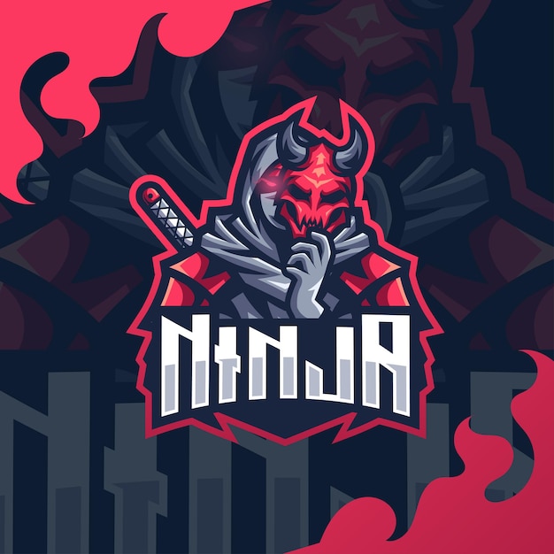 Logotipo do mascote ninja esport premium vector