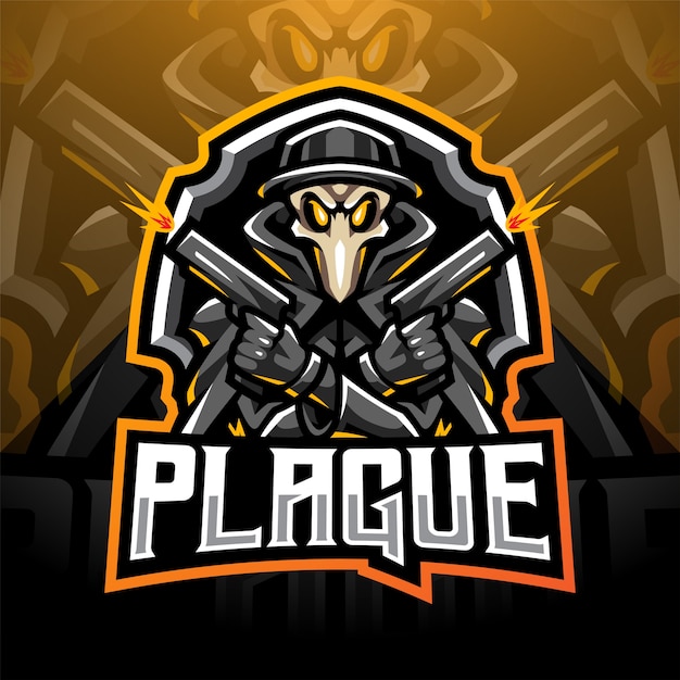 Logotipo do mascote plague gunner esport