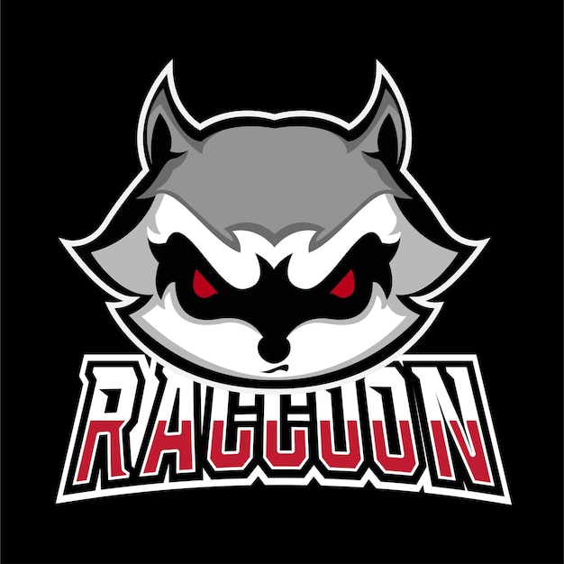 Vetor logotipo do mascote racoon sport e esport gaming