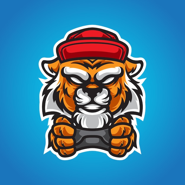 Logotipo do mascote tiger gamer head
