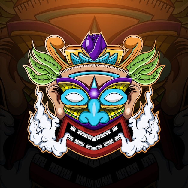 Logotipo do mascote tiki mask esport