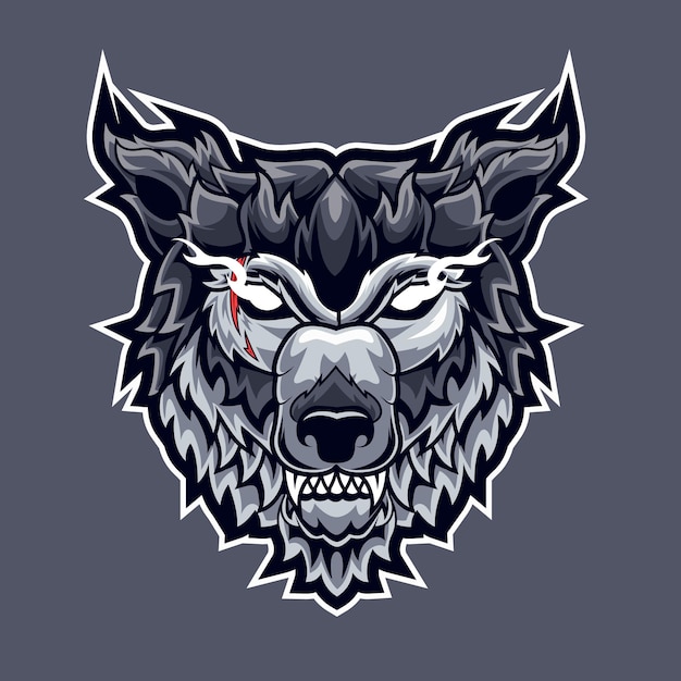 Logotipo do mascote wolf para esportes e esportes eletrônicos