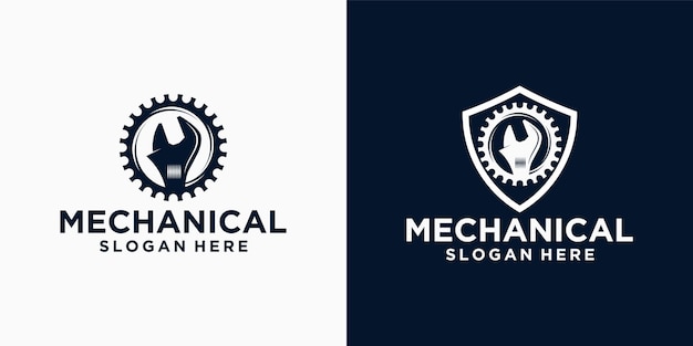 Logotipo do mecânico de reparo do motor, serviço, manutenção, logotipos de oficina automotiva e de motocicleta e c