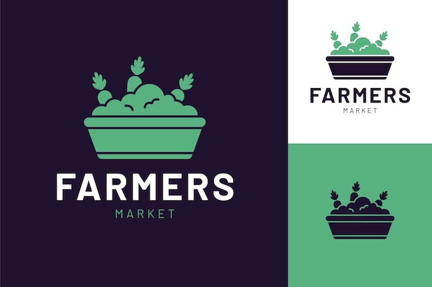 Vetor logotipo do mercado de agricultores de design plano