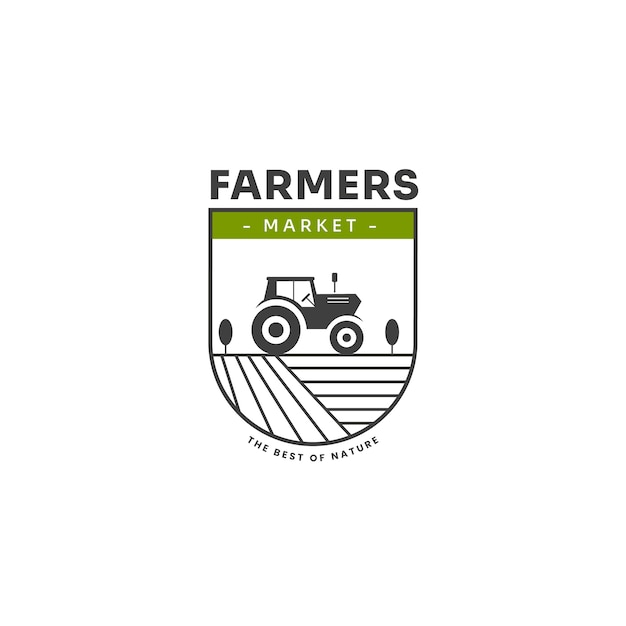 Vetor logotipo do mercado de agricultores de design plano