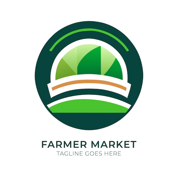 Logotipo do mercado de agricultores ou logotipo do círculo de fazenda verde vetor ícone vintage agricultura ou logotipo natural