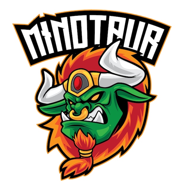 Logotipo do minotaur warrior esport isolado no branco