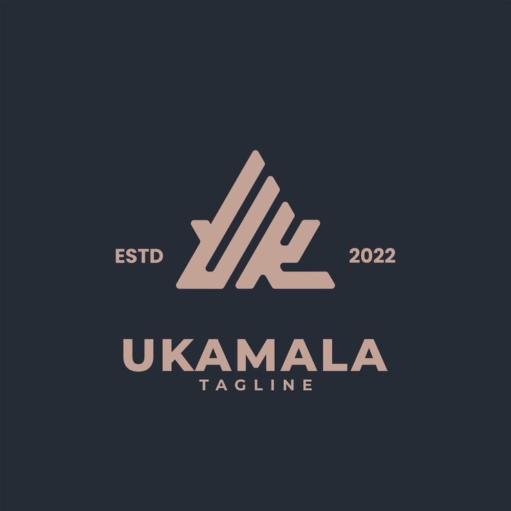 Vetor logotipo do monograma das iniciais com letra uk